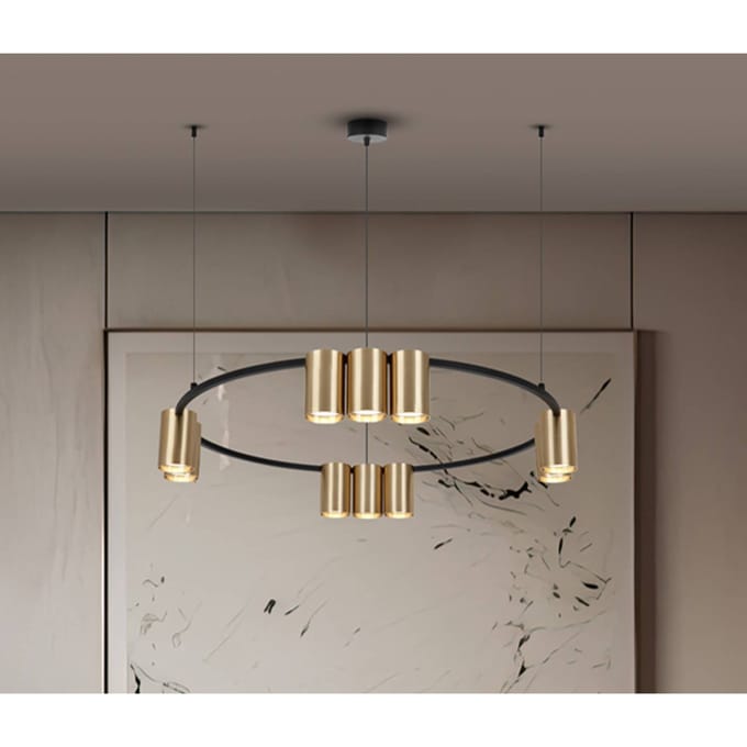 Eko-Light Hanglamp Genesis, aluminium, zwart/goud, 10 x GU10, Ø 60 cm