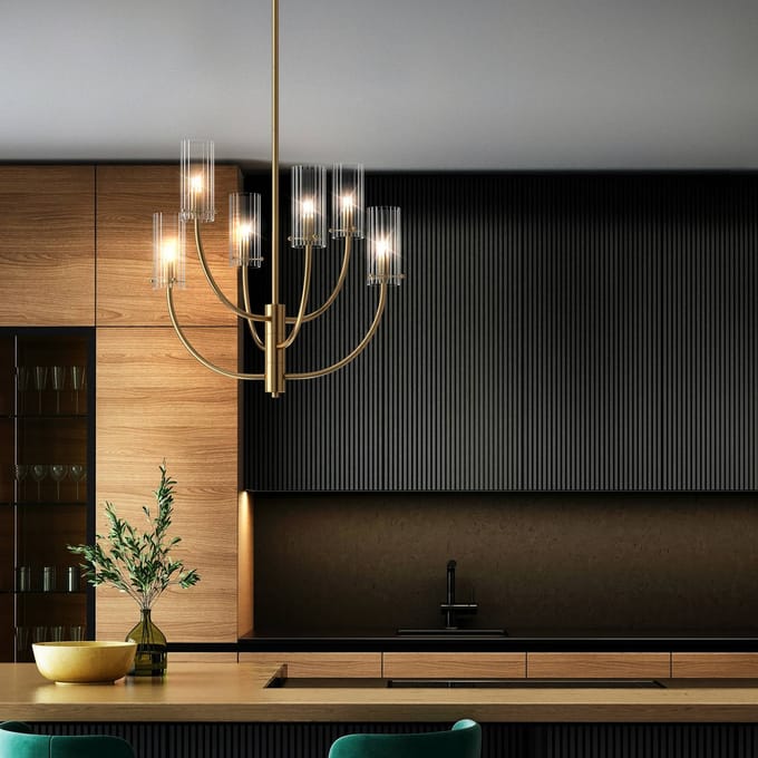 Maytoni Arco hanglamp met 6 glazen kappen
