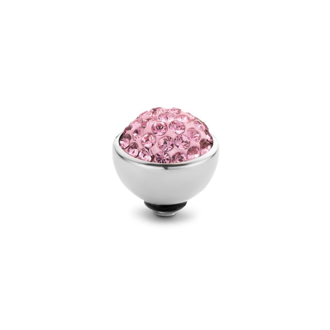 Melano Twisted Shiny Steentje Light Rose | Zilver