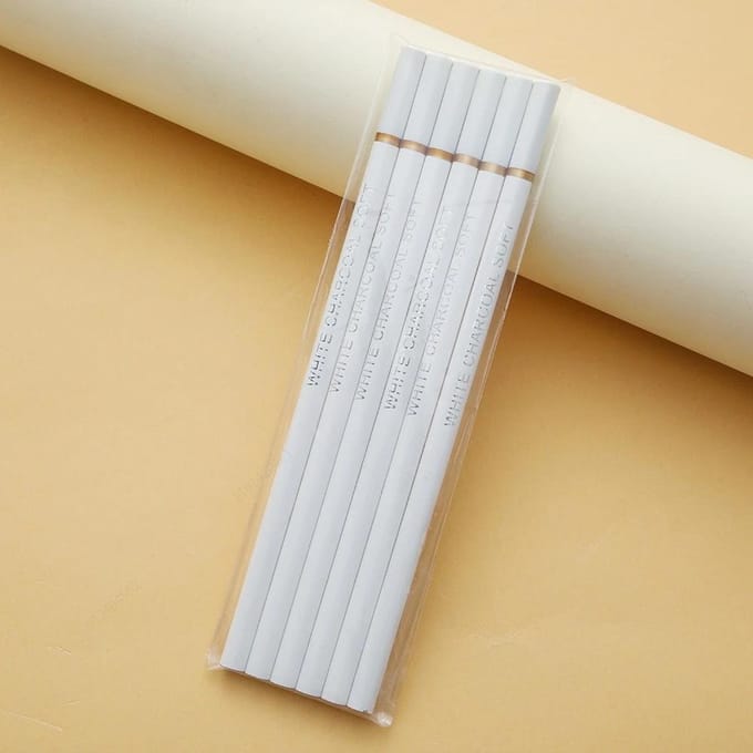6 stuks/set witte houtskoolpotloden tekenset professionele witte schetspotloden voor tekenen schetskrijtpotloden voor beginners white