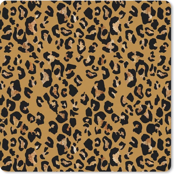 Muismat 20x20 cm - Mousepad Panterprint - Geel - Goud - Muismatten