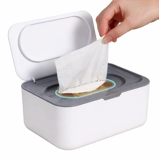 Somstyle Tissuebox Houder - 19 x 13 x 7.5 CM - Billendoekjes Box - Wipe Box - Wit / Grijs