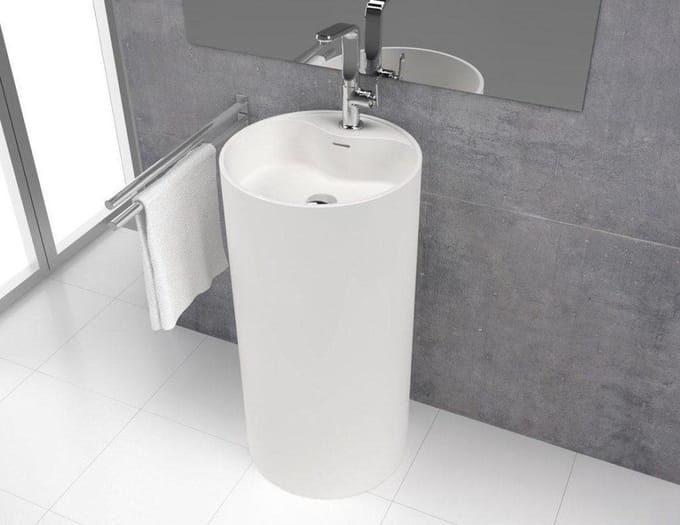 Wastafel vrijstaand Tube ø45x90cm Solid Surface mat wit