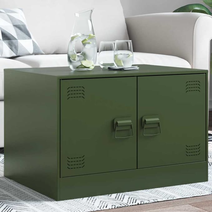 vidaXL - Salontafel - 67x50x44 - cm - staal - olijfgroen