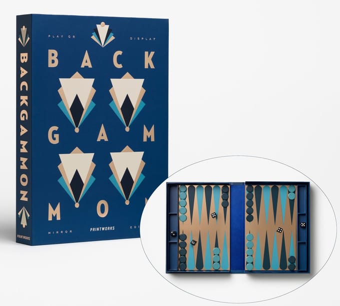 Printworks Classic - Art Of Backgammon Mirror - Donkerblauw/Koper