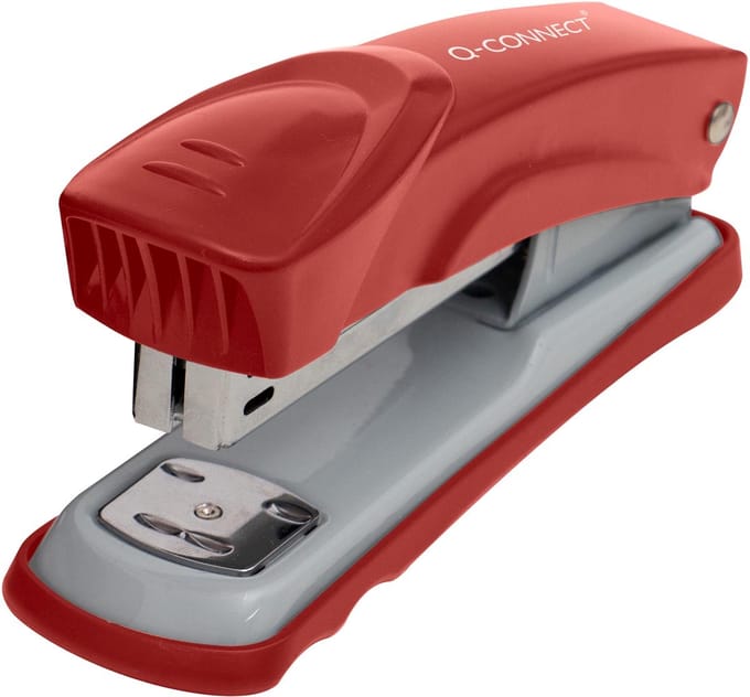 Q-CONNECT nietmachine | metaal | half strip | 25 blad | rood