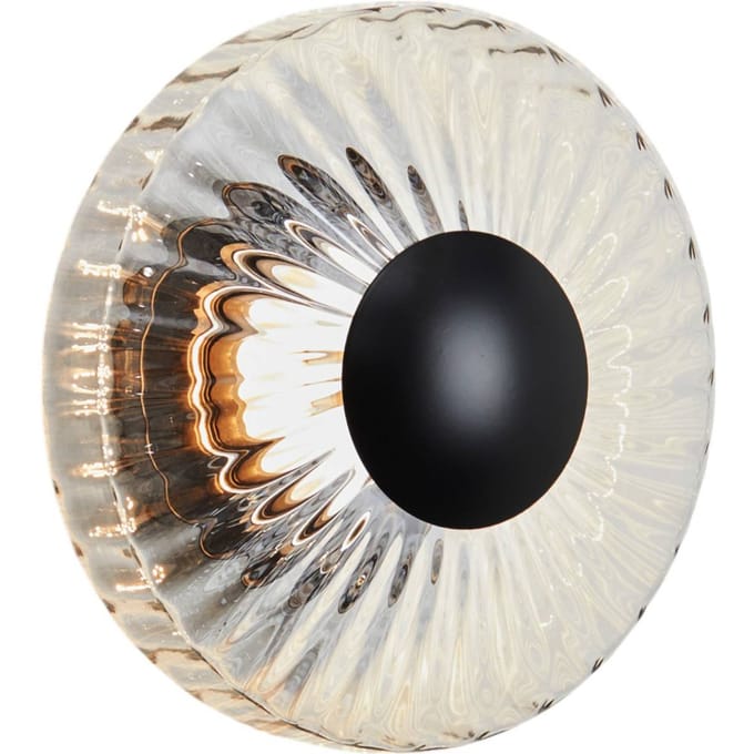 DESIGN BY US LED buiten wandlamp New Wave Optic, glas, Ø 26 cm, IP65