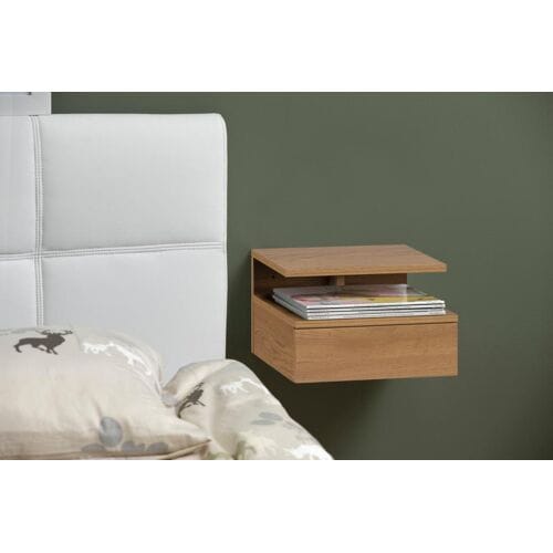 Hangend nachtkastje 'Cecilie' met lade, kleur eiken