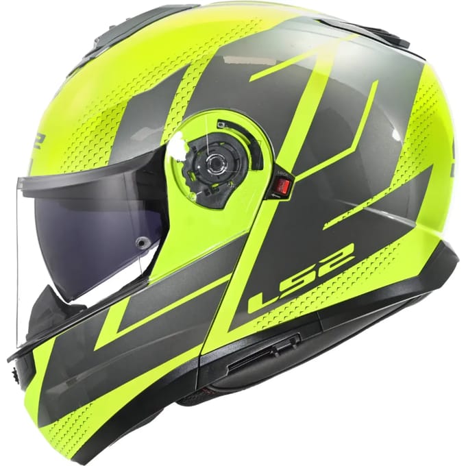 LS2 FF908 Strobe II Code H-Vis Geel Grijs 06 Systeemhelm -
