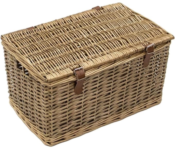 White-Label® Rieten Wasmand met Deksel - 31x49x27