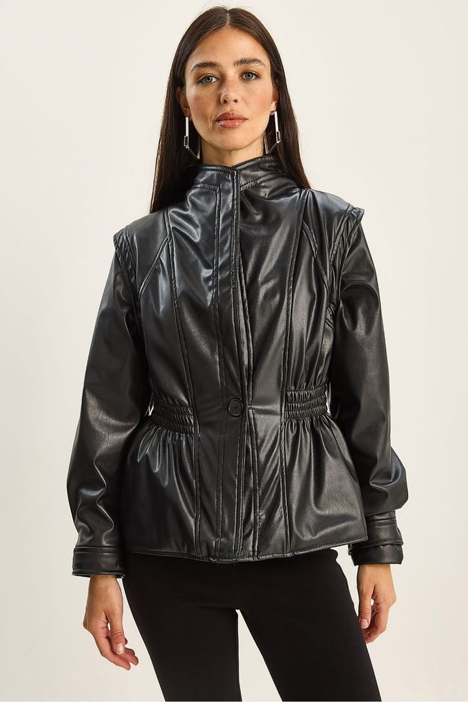 Gevoerde Oversized Neplederen Jas