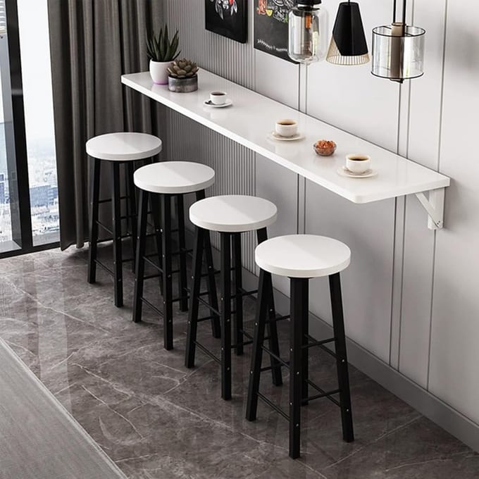 Wandtafel - Wandmeubel Keuken - Ruimte Besparen - Opklapbaar Ontwerp - 110x40cm - Wit