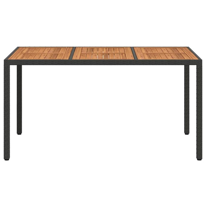 vidaXL Tuinstafel Zwart 150 x 90 x 75 cm poly rattan
