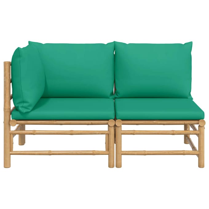 vidaXL - 2-delige - Loungeset - met - kussens - bamboe - groen