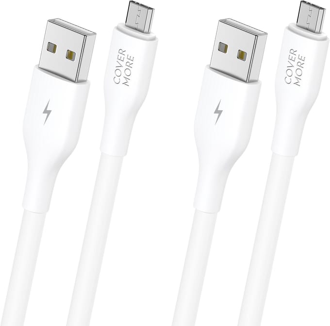 Micro usb kabel - Usb naar Micro usb - Oplaadkabel - Oplader - Voor Micro usb Accessoires met oude ingang - 2 stuks - 1m - Wit