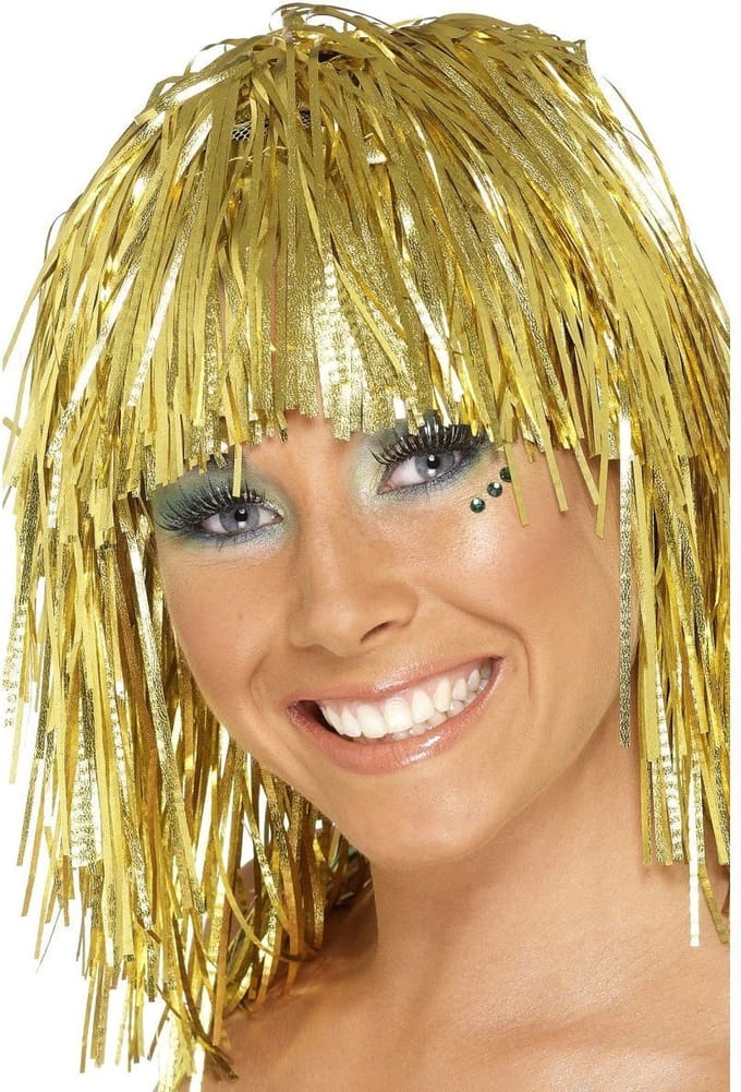 Smiffys - Pruik - Folie - Goud