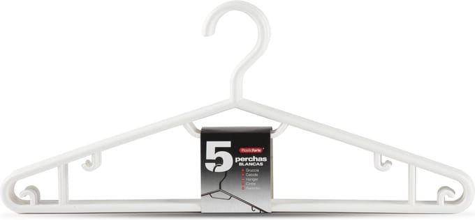 PlasticForte Kledinghangers - 5x - wit - kunststof - 40 cm - kleerhangers