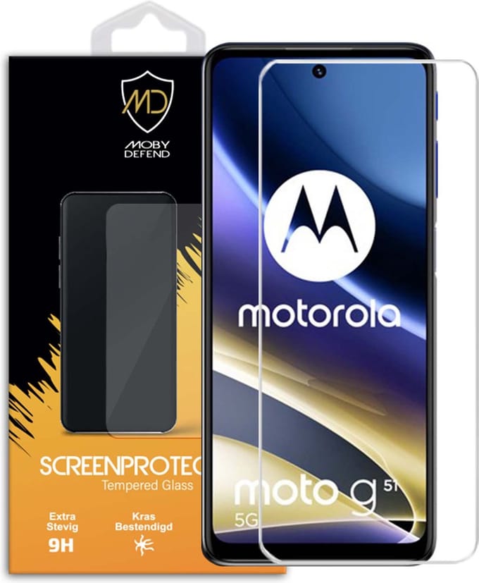 MobyDefend Screenprotector - Geschikt voor Motorola Moto G51 - Case-Friendly Screensaver - Gehard Glas