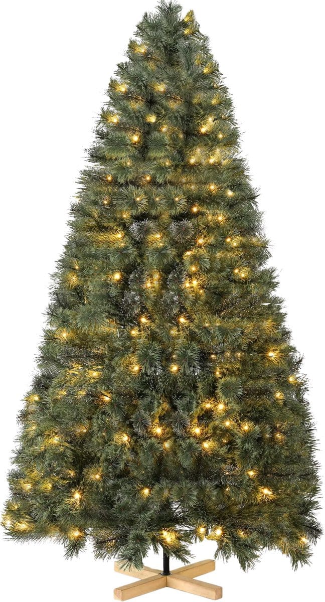 Kerstboom zonder verlichting - Spar - 210cm - Met houten standaard