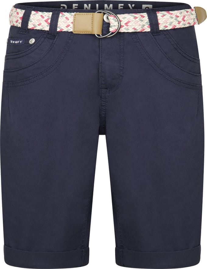 DENIMFY Dames Short DFPia regular/straight Blauw L Volwassenen Bermuda met riem
