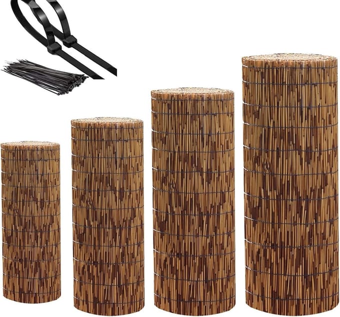 Bamboe omheining - Terraspaneel - Buiten decoreren - Natuurlijk handgeweven - 120cm x 700cm - Naturel