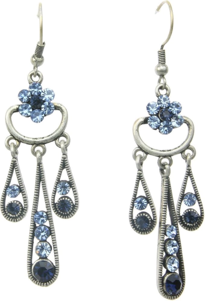 Behave - Oorhangers met bloem en blauwe steen - Romantische look