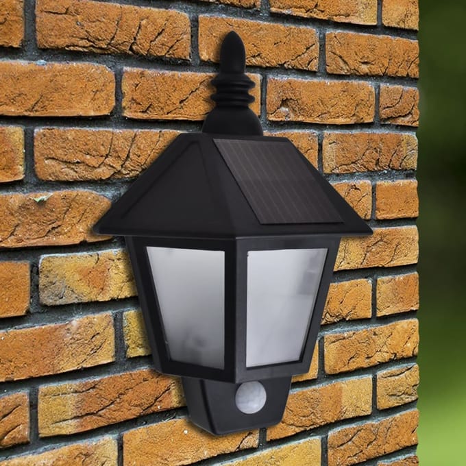 vidaXL Solar-wandlampen 2 st met bewegingsensor zwart