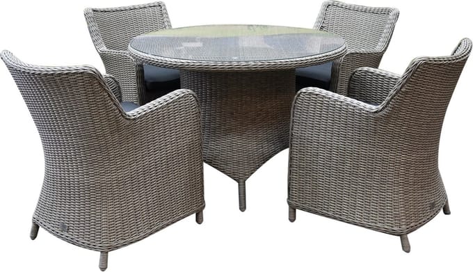 Bilbao Riccione dining tuinset 110 cm rond 5-delig grijs