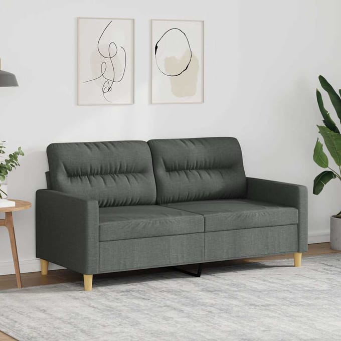 vidaXL - Tweezitsbank - 140 - cm - stof - donkergrijs