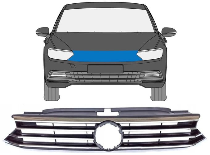 Grill voor Volkswagen Passat B8 2014-