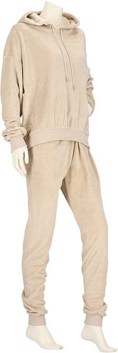 Huispak Dames Effen Beige Fleece - Loungewear - Maat S/M