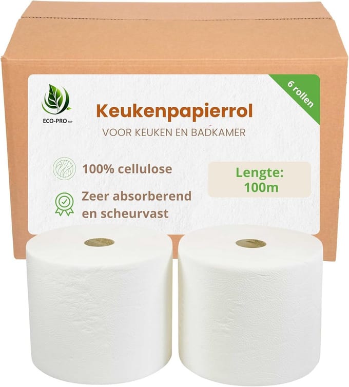 Grote rol keukenpapier 100 meter - Extra absorberend en sterk (6 stuks)