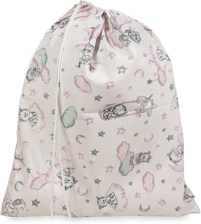 Maxi Kinder Slaapzak Opbergtas Katoen Roze Kitten Design 45x60 cm