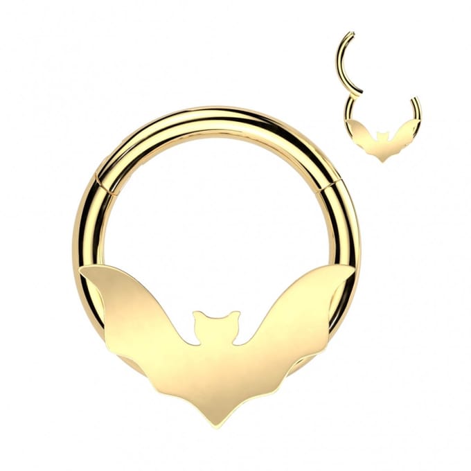 Piercing PVD bat ring 1.2x10- goud - LMPiercings