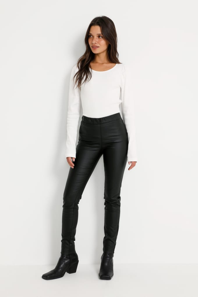 Kaffe Broek Ada Coated Jeggings 10501626 50600 Black Deep Dames Maat - W40