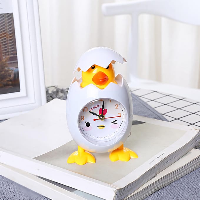 Kip Wekker Kinderen Cartoon Schattig Desktop Plastic Quartz Uurwerk Wekker voor Studenten Wit wit