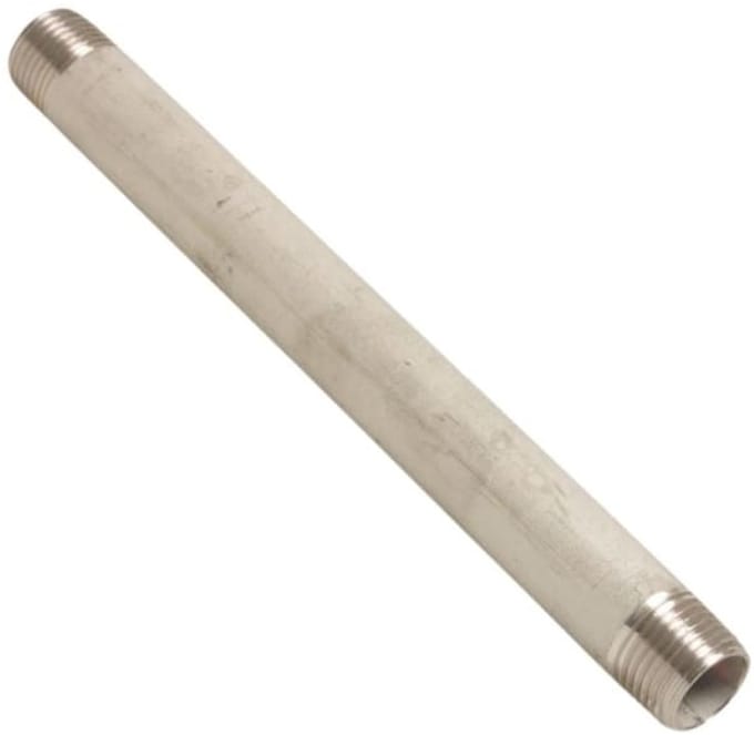 RVS Buisnippel 1/2", 100mm - Draadnippel RVS 316