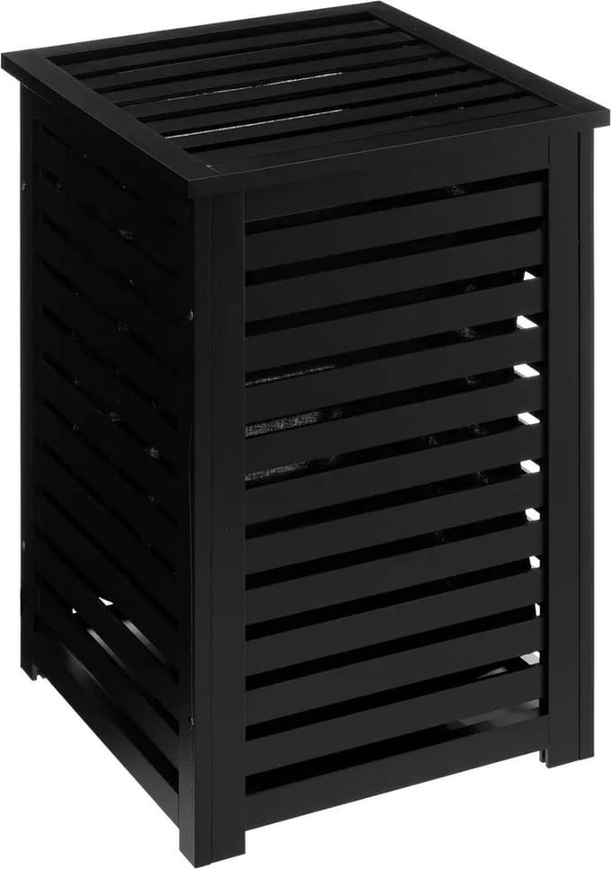 Wasmand met deksel - Bamboe - Zwart - 65 l - 40 cm x 38 cm x 58 cm