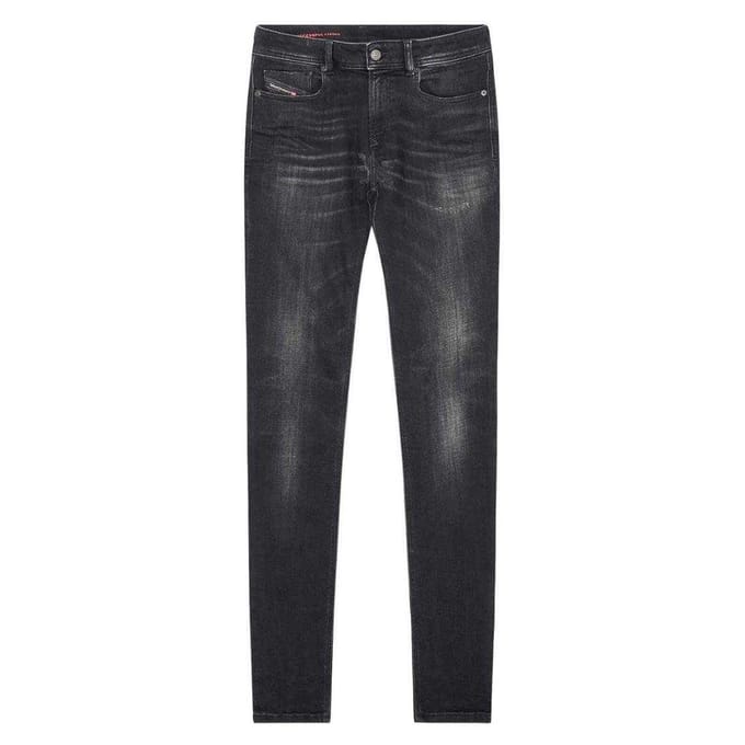 Diesel Mannen Sleenker Vernield Denim Versterkte Jeans (Zwart)