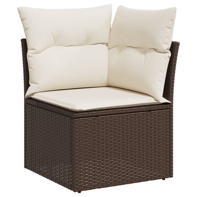 vidaXL - 8-delige - Loungeset - met - kussens - poly - rattan - bruin
