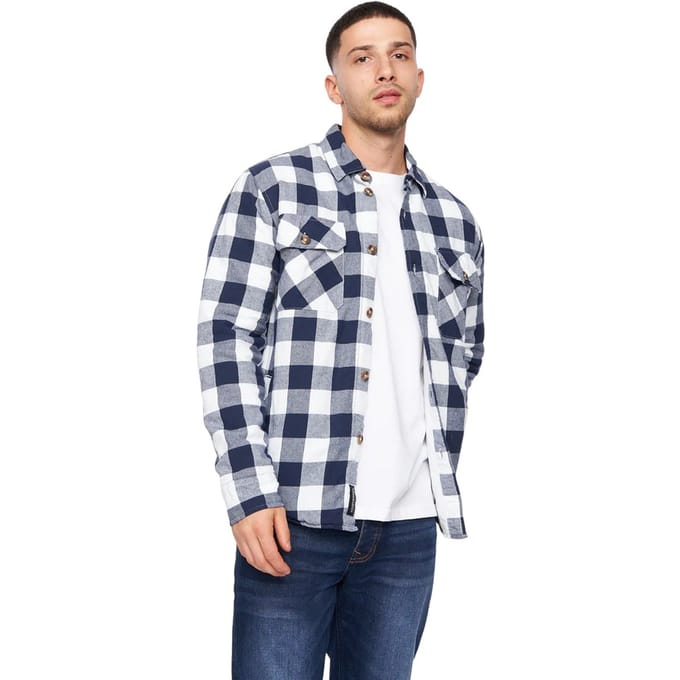Crosshatch Heren Demaro Geruit Gevoerd Overhemd (Marine / Wit)
