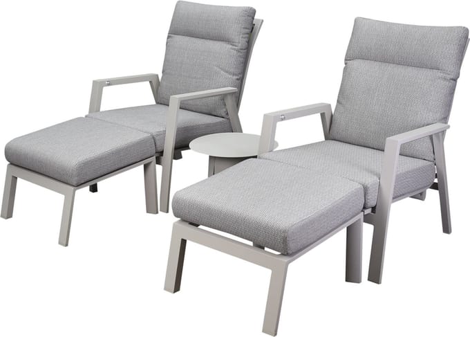 Barolo lounge balkonset 5 delig verstelbaar latte zand aluminium