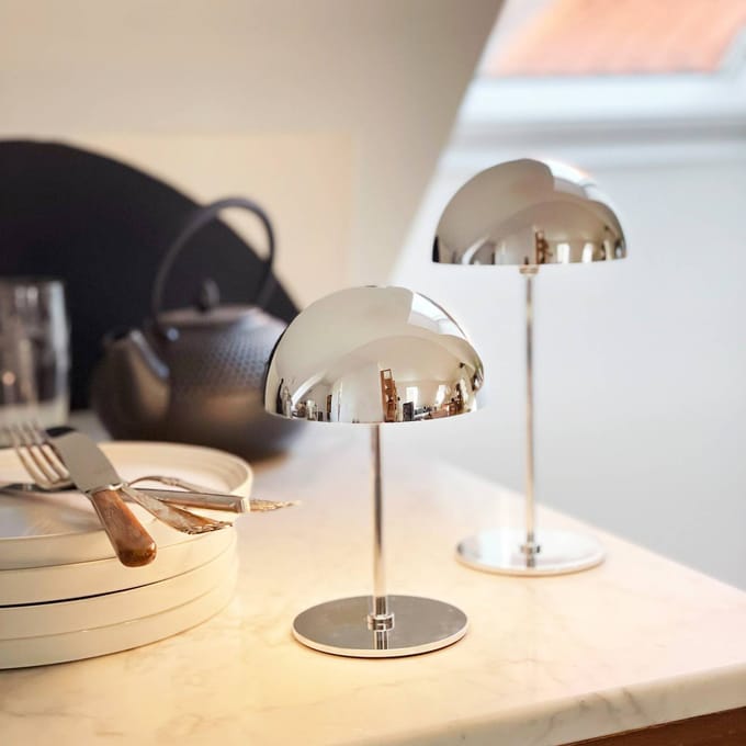 Dyberg Larsen LED tafellamp Along, chroom, set van 2