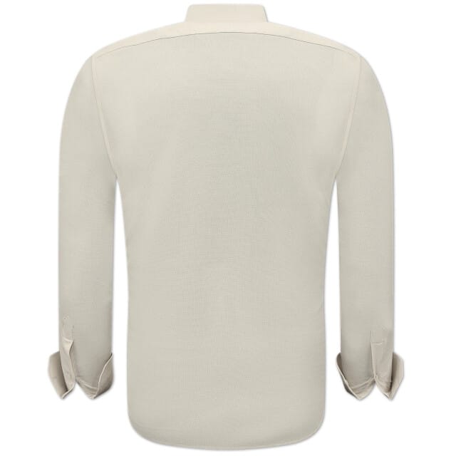 Oxford Effen Blouse Heren - Slim Fit Stretch - Beige