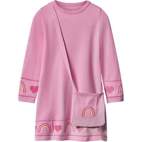 LUPILU Gebreide kinder jurk met tasje (Lichtroze, 98/104)