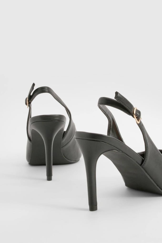 boohoo Dames Middelhoge Slingback Court Schoenen | Black | Maat: 4