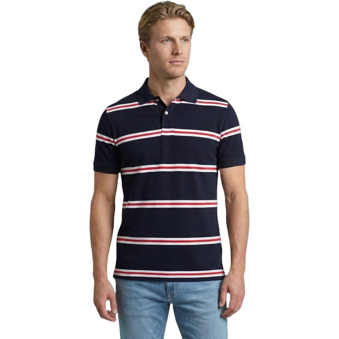 McGregor Pique 3 Colour Stripe Polo Navy Größe: S | Poloshirts Outlet | Herren | Blau