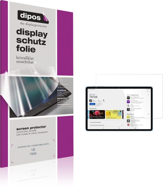 dipos – 2x Beschermfolie geschikt voor UJJ T606 | Krasbestendige & heldere Screenprotector Ultra-Thin
