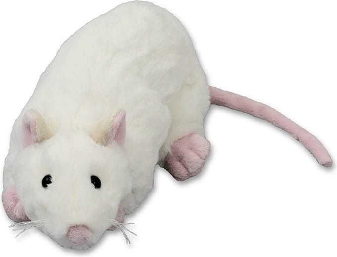 Inware rat kKuffeldier - wit - liggend - 20 cm - Dieren knuffels - ratten