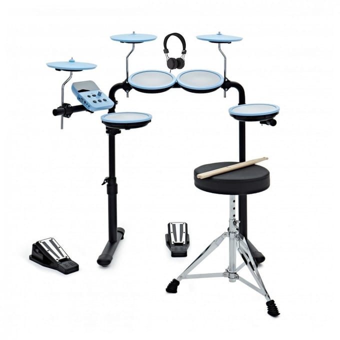 VISIONDRUM Elektronisch Drumstel met Kruk en Hoofdtelefoon, Blauw